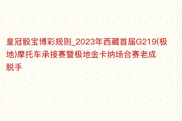 皇冠骰宝博彩规则_2023年西藏首届G219(极地)摩托车承接赛暨极地金卡纳场合赛老成脱手